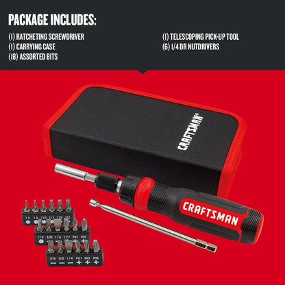 CRAFTSMAN_Ratcheting_Screwdriver,_Multibit_Set,_26-Piece_(CMHT68001)