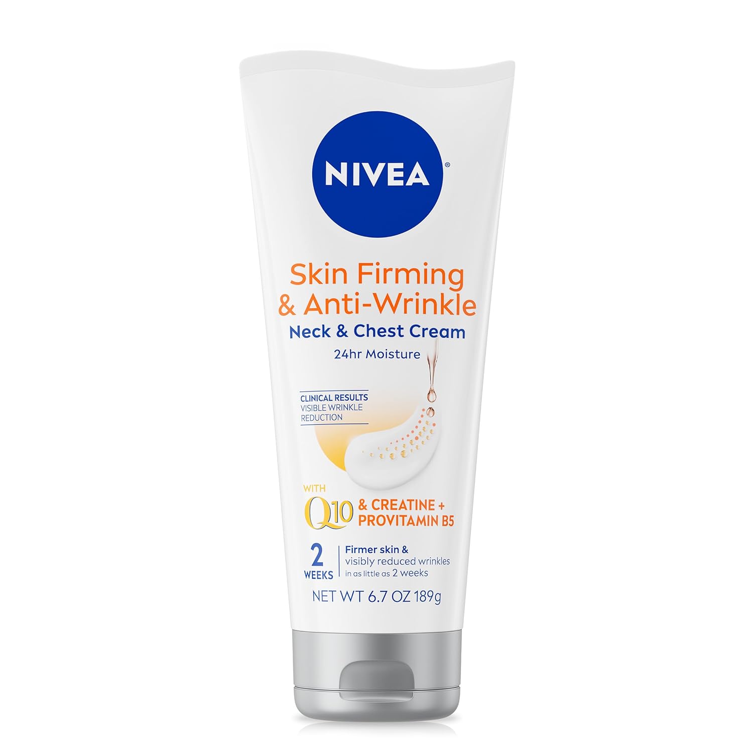 NIVEA_Skin_Firming_&_Anti_Wrinkle_Neck_&_Chest_Cream_with_Coenzyme_Q10,_Creatine_and_Provitamin_B5,_Skin_Firming_Cream_Reduces_the_Look_of_Fine_Lines_and_Wrinkles,_6.7_Oz_Tube