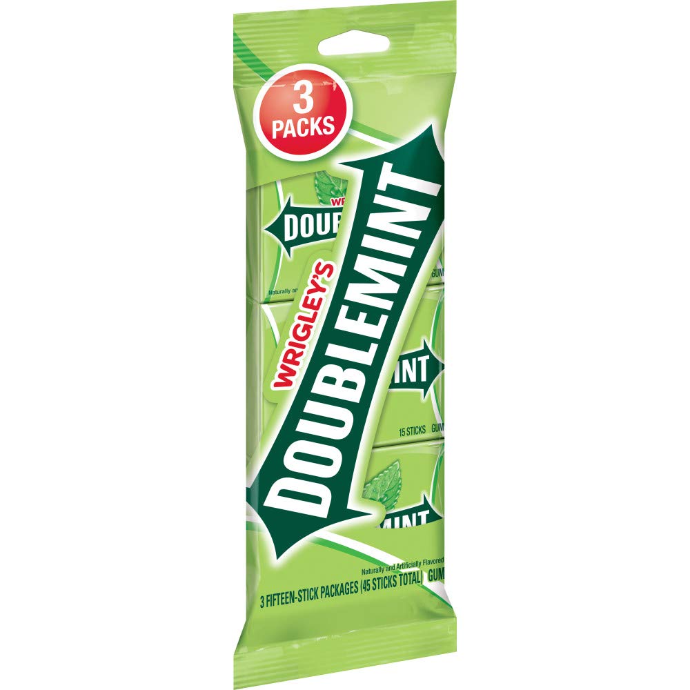 WRIGLEY&amp;#39;S Doublemint Chewing Gum Bulk Pack, 15 Stick Count (Pack of 3) - Gum Packs
