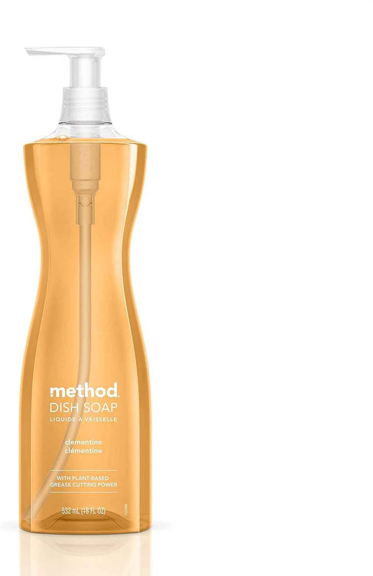 Method Gel Dish Soap, Clementine Scent, Tough on Grease & Stuck-on Food, Cruelty Free Formula, Made with Recycled Plastic