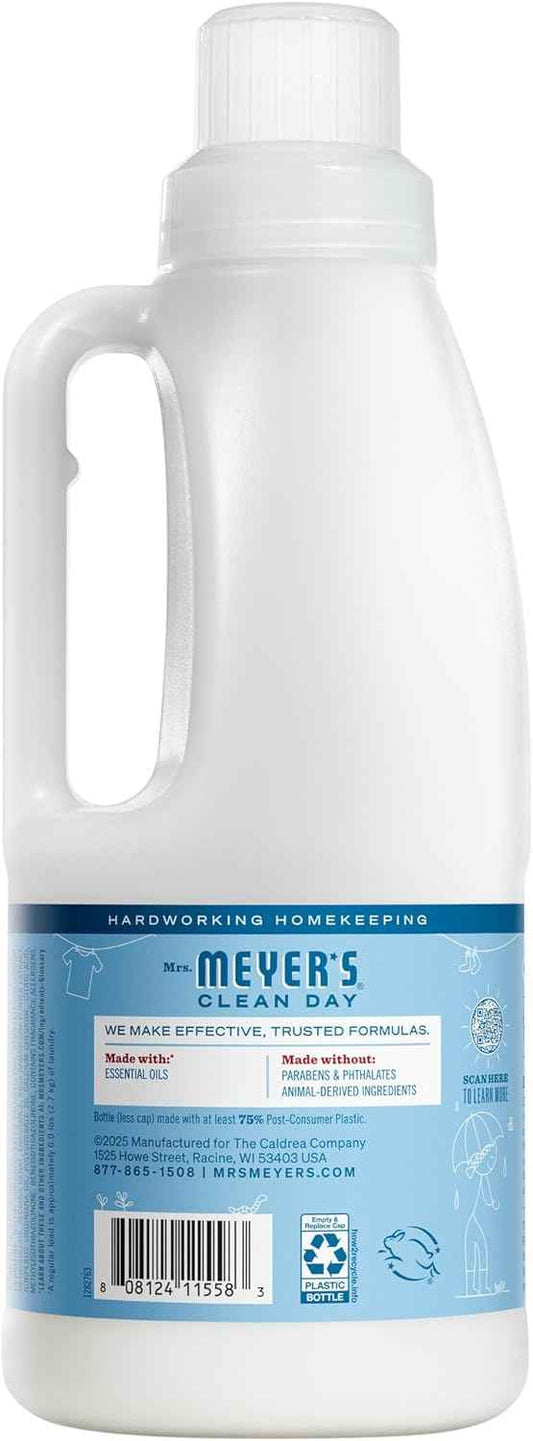 MRS. MEYER'S CLEAN DAY Liquid Fabric Softener, Infused with Essential Oils, Paraben Free, Rain Water Scent