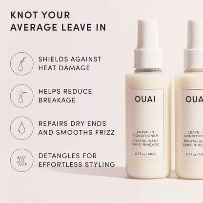 OUAI Leave In Conditioner & Heat Protectant for Hair - Prep Hair for Styling or Use as Detangling Spray to Fight Frizz & Flyaways - No Parabens, Sulfates or Phthalates