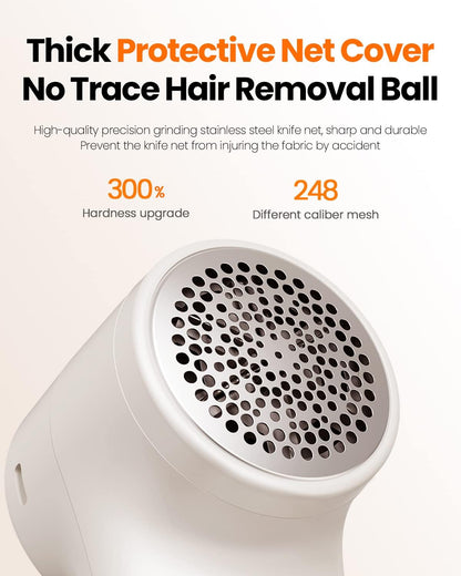 GAIATOP_Fabric_Shaver_Rechargeable_Lint_Remover_3_Speeds_Sweater_Defuzzer,_Cute_Digital_Screen_Large_Storage_6-Leaf_Blades,_Fuzz_Pills_Bobbles_Trimmer_for_Clothes_Furniture_Bedclothes_White_1_pcs