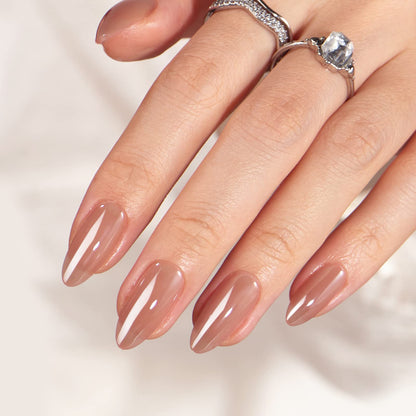 BTArtbox Press On Nails Almond - Fall Press on Nails Meidum Chrome Nails, Light Weight &amp;amp; Fit Perfectly, Fake Nail with Nail Glue, Brown Glue On Nails in 15 Sizes, Chocolate Glazed