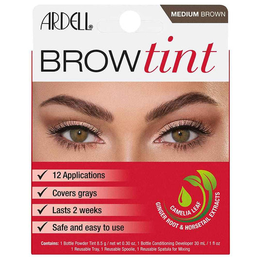 Ardell Brow Tint Kit Medium Brown – Eyebrow Dye Kit, Long-Lasting Brow Color with Natural Extracts, DIY Eyebrow Tint for Full Gray Coverage