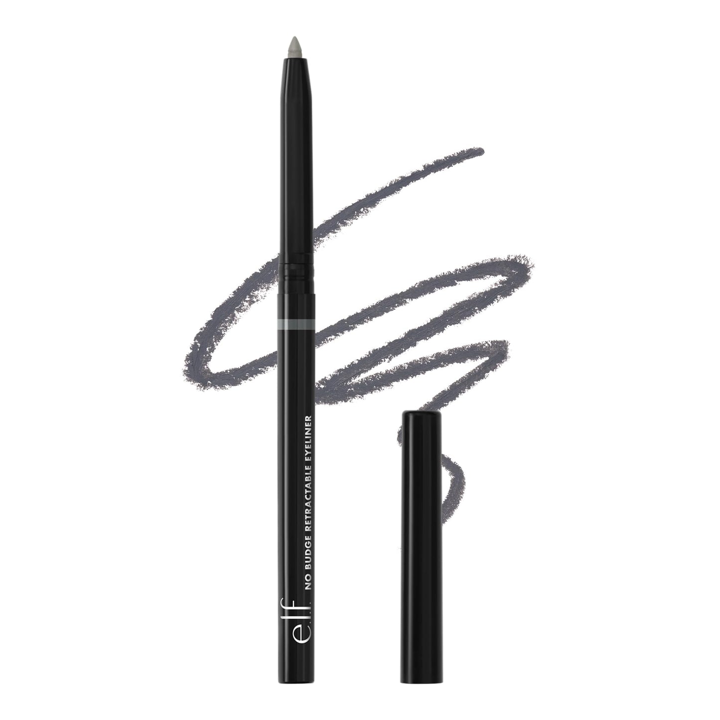 e.l.f. No Budge Retractable Eyeliner, Creamy, Ultra-Pigmented &amp;amp; Waterproof, Creates Bold &amp;amp; Defined Lines, Vegan &amp;amp; Cruelty-Free, Grey