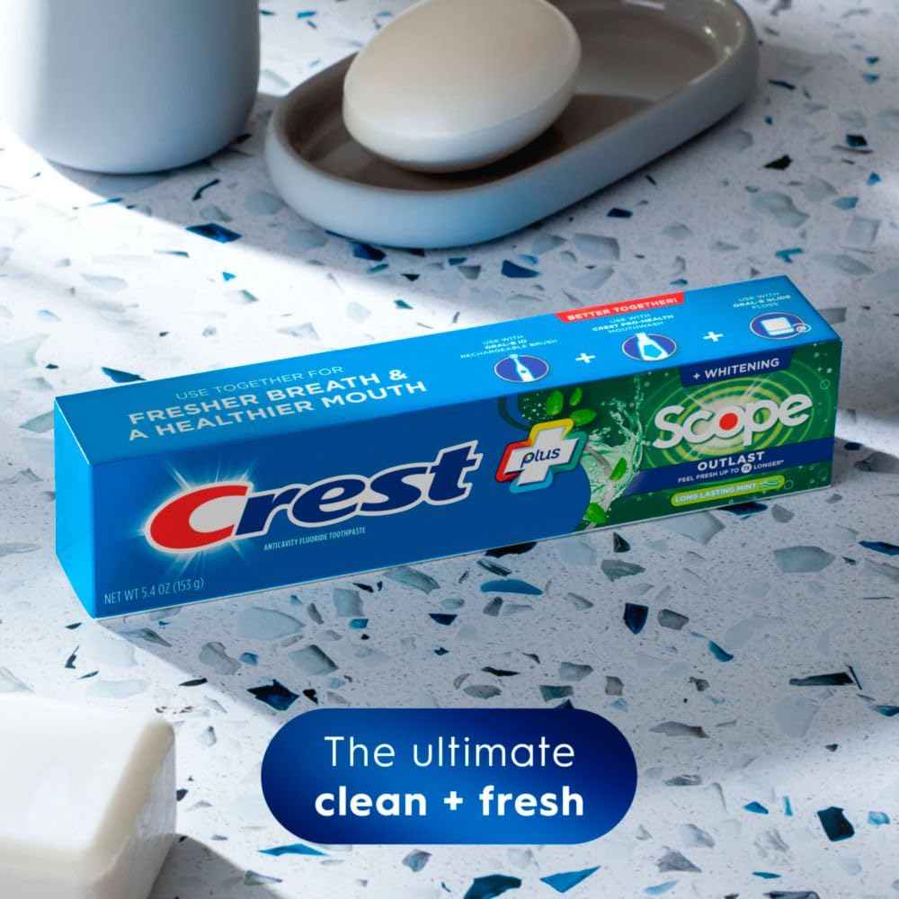 Crest Complete Whitening + Scope, Long Lasting Mint Toothpaste