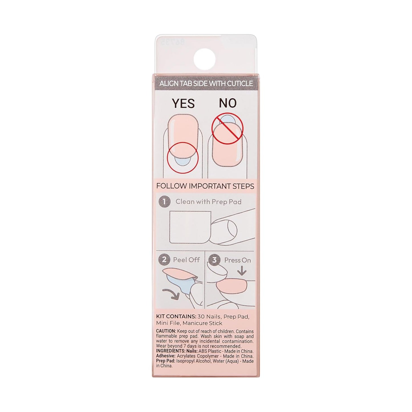KISS_imPRESS_No_Glue_Mani_Press_On_Nails,_'Serendipity',_Pink,_Medium_Size,_Coffin_Shape,_Includes_30_Nails,_Prep_Pad,_Instructions_Sheet,_1_Manicure_Stick,_1_Mini_File