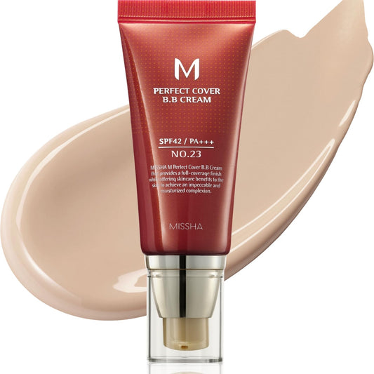MISSHA_M_Perfect_Cover_BB_Cream_No.23_Natural_Beige_-Light/Medium_with_Cool/Neutral_Undertone_SPF_42_PA_+++_1.69_Fl_Oz_-_Tinted_Moisturizer_for_face_with_SPF