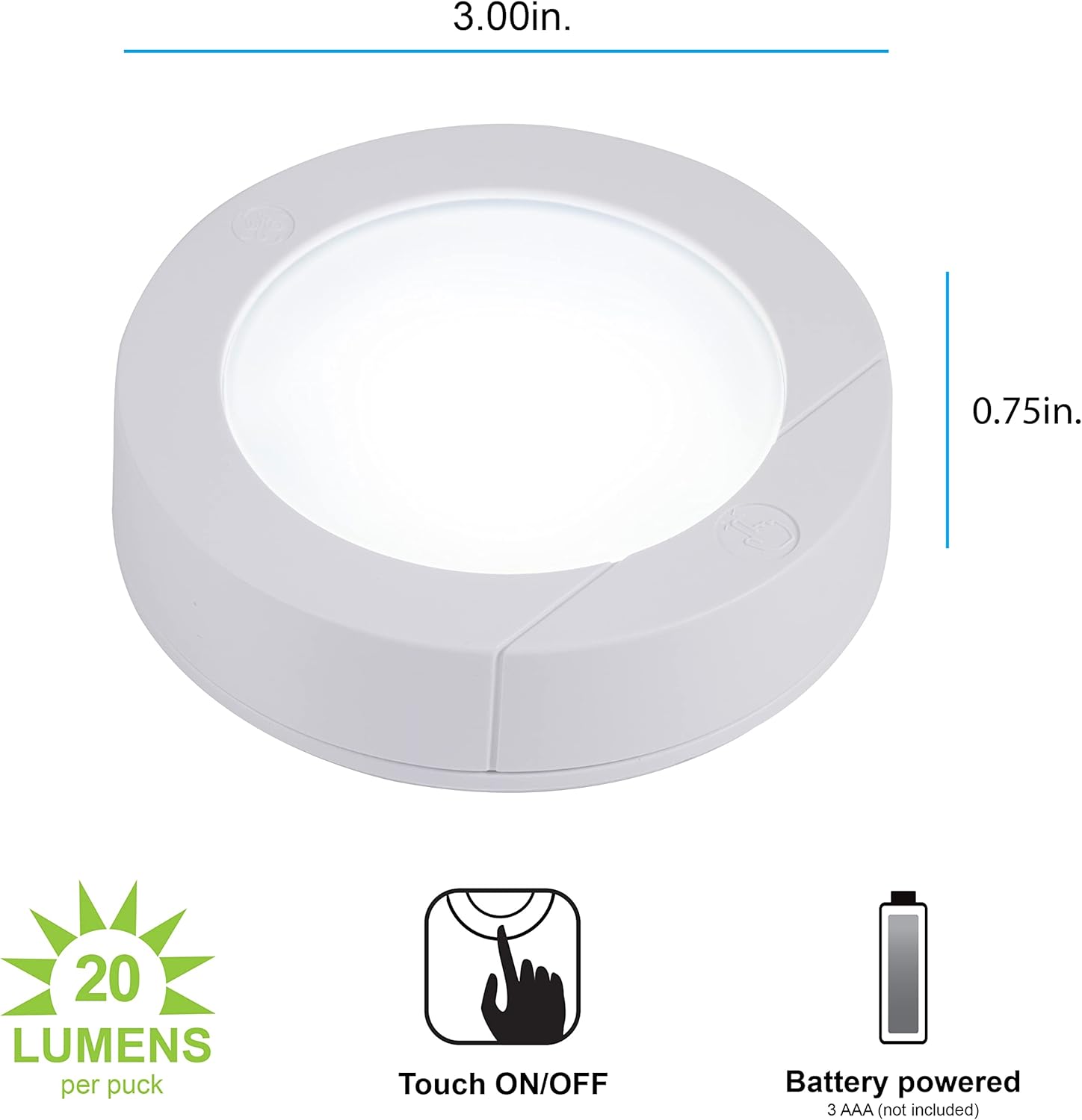 GE_Wireless_LED_Tap-Lights,_Battery_Operated,_20_Lumens,_Touch-Activated_Puck_Lights,_Stick-On_for_Under_Cabinet,_Kitchen,_Closet,_or_Garage,_2/4/6-Pack