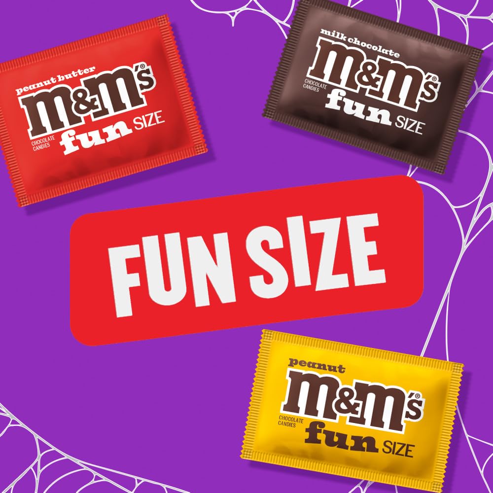 M&M'S_Fun_Size_Assorted_Chocolate_Candy_Variety_Pack,_Milk_Chocolate,_Peanut_&_Peanut_Butter,_Party_Size_Bulk_Candy_Bags_for_Halloween,_Party_Favors,_Offices,_and_More,_19.41_Oz