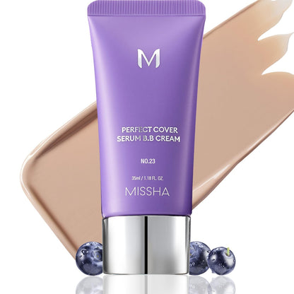 MISSHA_M_PERFECT_COVER_SERUM_BB_CREAM_No.23_Natural_Beige-Light/Medium_with_Cool/Neutral_Undertone,_BB_Cream_by_Cardi_B_Pick,_Skin_Tint,_Tinted_Moisturizer,_Skin_Care_Foundation_Makeup,_1.18_Fl_oz