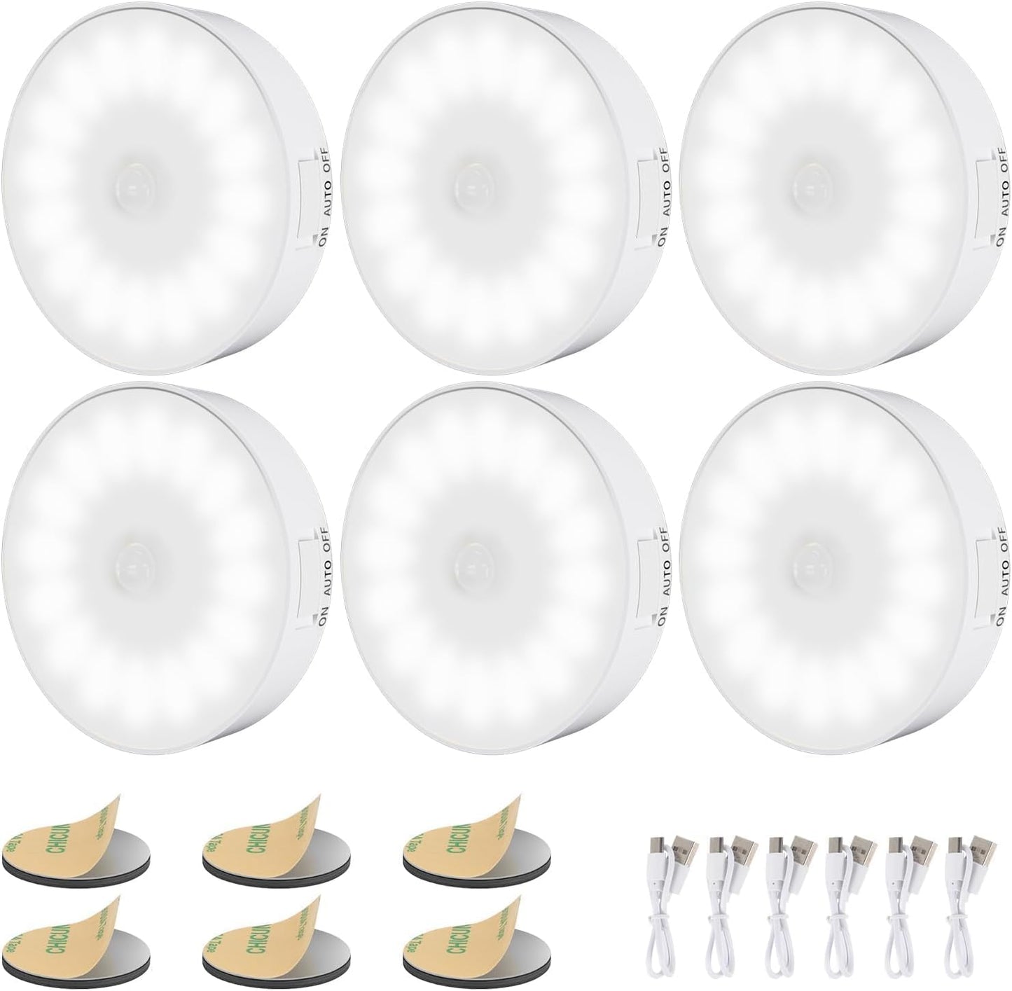 3/6_Pack_Motion_Sensor_Light_Indoor_[Upgraded_14_LEDs],_USB_Rechargeable_Night_Light,_Long_Last_Battery_&_3_Light_Modes,_Wireless_Magnetic_Nightlight_for_Closet,_Stairs,_Hallway_-_Cold_White/Warm_White