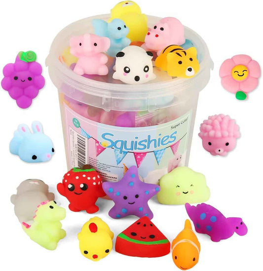 KINGYAO Squishies Squishy Toy Party Favors for Kids Mochi Squishy Toy moji Kids Mini Kawaii squishies Mochi Stress Reliever Anxiety Toys Easter Basket Stuffers fillers with Storage Box