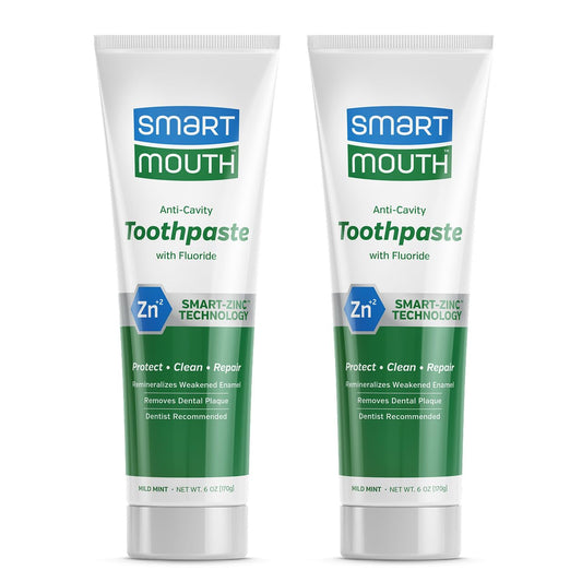 SmartMouth_Premium_Zinc_Ion_Toothpaste_-_Whitening_-_with_Fluoride_-_Refreshing,_Anti-Cavity_Toothpaste_for_Adults_-_Strengthens_Enamel_-_Mild_Mint_Flavor,_6_oz_(2_Pack)