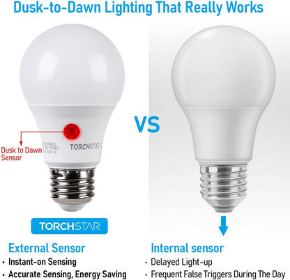 TORCHSTAR_Dusk_to_Dawn_Light_Bulbs_Outdoor,_Sensor_A19_LED_Light_Bulb,_Auto_on/Off_Photocell_Automatic_for_Outdoor_Lighting,_5000K,_Pack_of_4