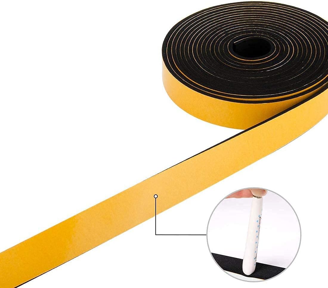 CloudBuyer_Weather_Stripping_Foam_2-Pack,_1_Inch_Wide_X_3/4_Inch_Thick,_Insulation_Strips_with_Adhesive_for_Door_&_Automotive,_Air_Conditioner_Seal_(13_Feet_Total,_6.5_Feet/Roll)