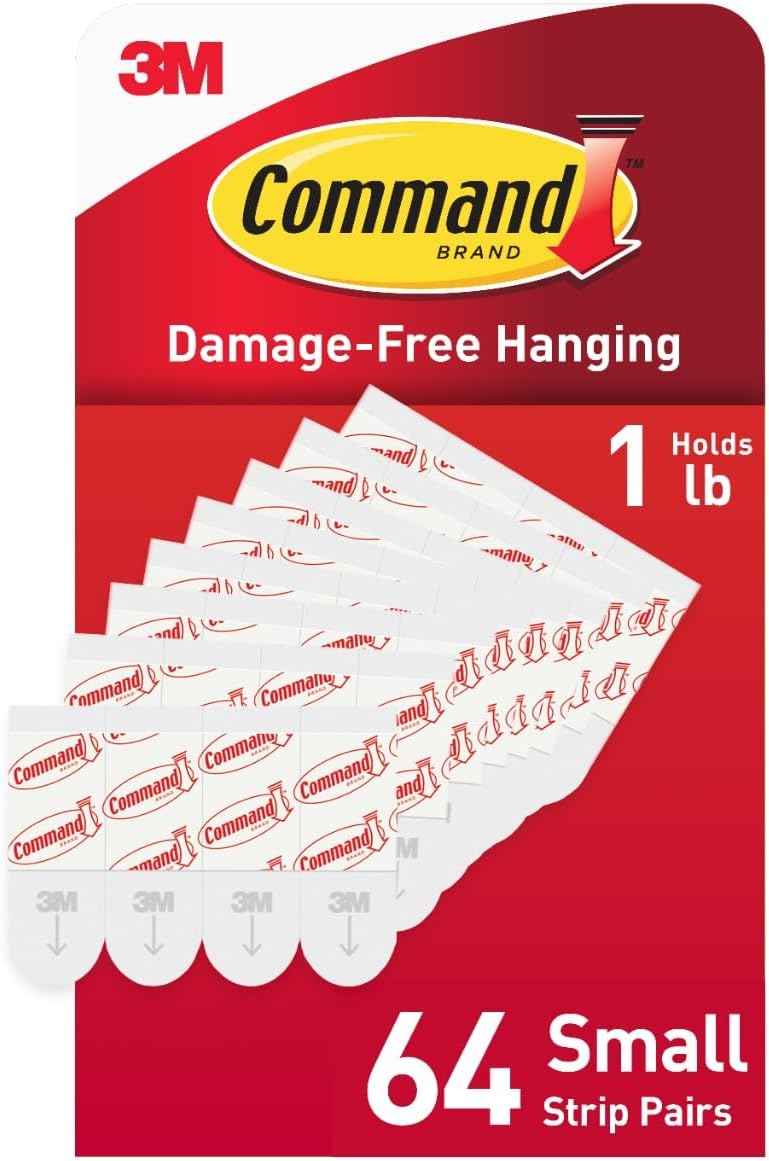 Command Indoor Replacement Strips, Damage-Free Wall Hanging, Re-Hang Small Hooks for Home and Wall Decor, Holds up to 1 lb, White Adhesive