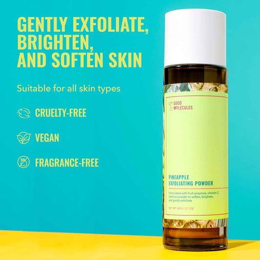Good Molecules Pineapple Exfoliating Powder - Exfoliating Face Scrub with Natural Enzymes, Gentle Alcohol-Free Facial Cleanser, Skin Care for Face