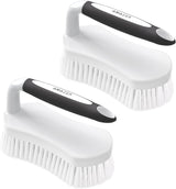 Amazer Scrub Brush for Cleaning Comfort Grip Shower Scrubber Stiff Bristles with Handle Heavy Duty Cleaner Brush for Tub Sink Carpet Floor - Pack of 2 (Green+Green)