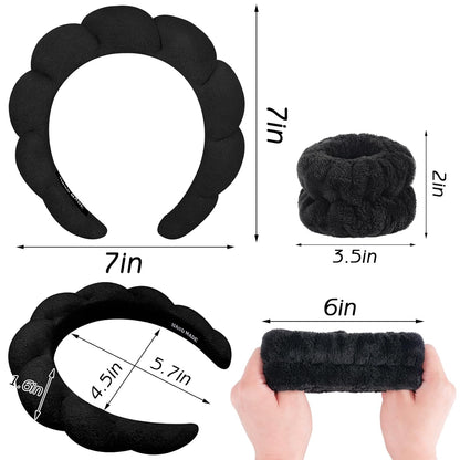 Spa_Headband_for_Washing_Face_Wristband_Sponge_Makeup_Skincare_Headband_Terry_Cloth_Bubble_Soft_Get_Ready_Hairband_for_Women_Girl_Puffy_Padded_Headwear_Non_Slip_Thick_Hair_Accessory