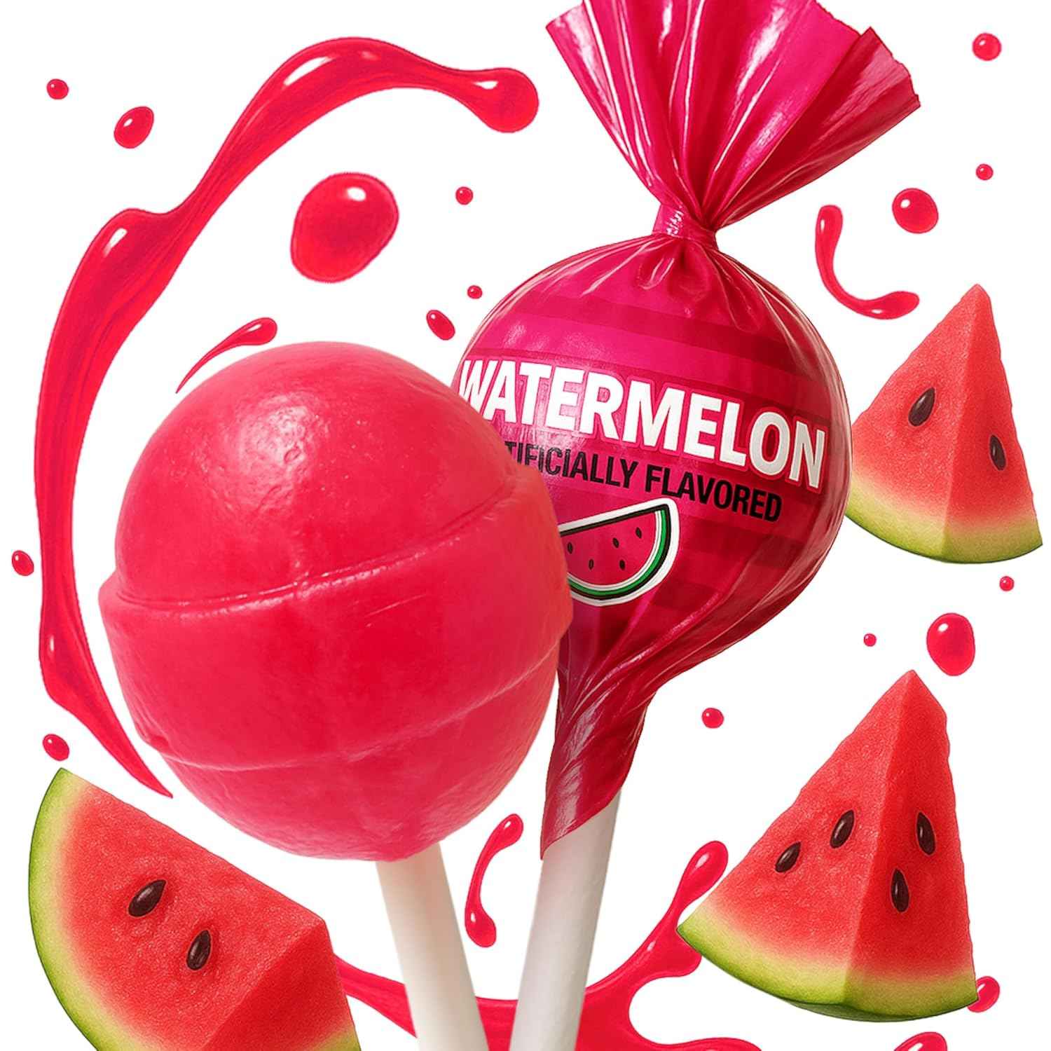 SugarCrate Watermelon Lollipops – Individually Wrapped Suckers for Nursery Snack Time and Playroom Treats