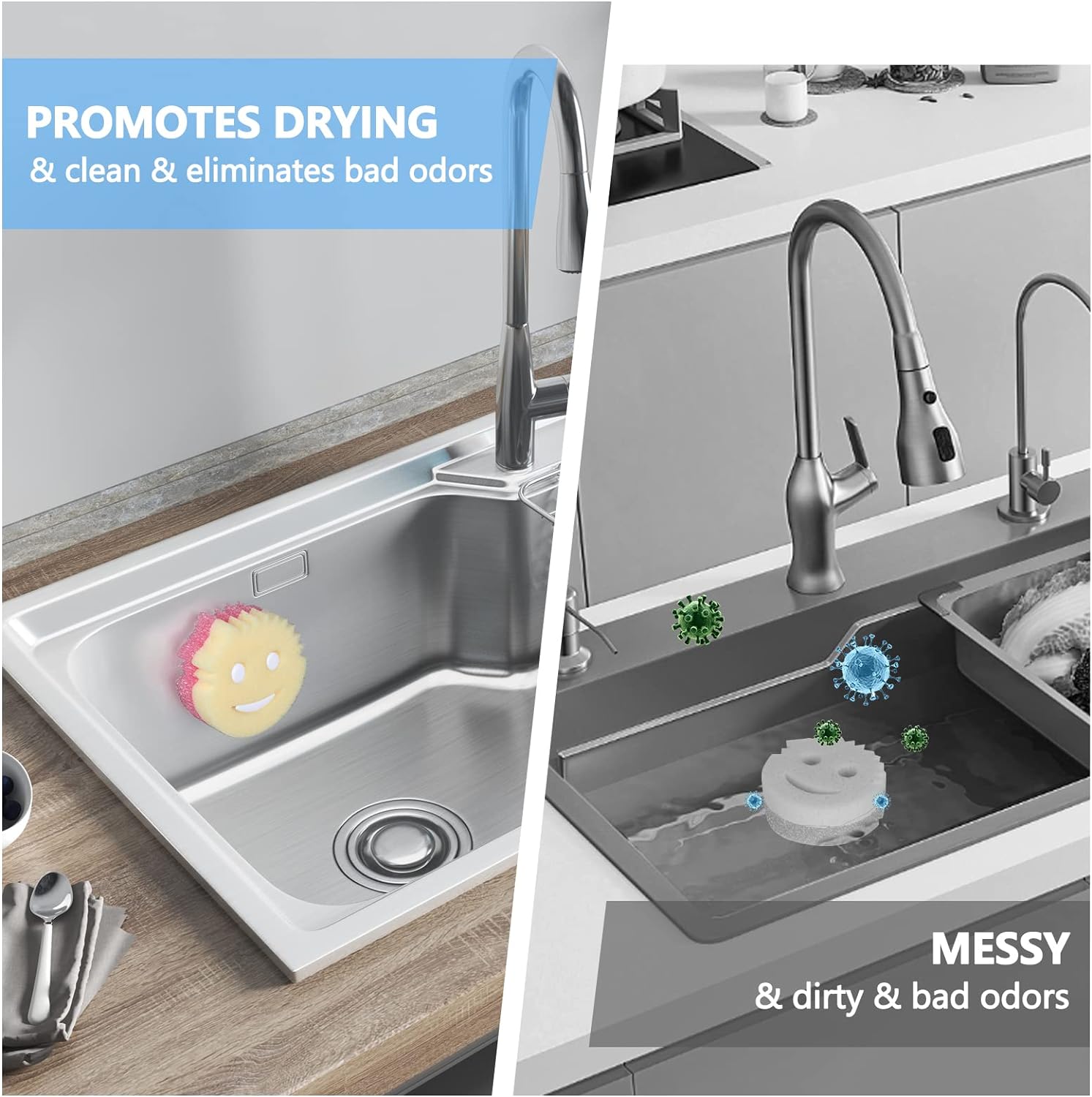 Sponge_Holder,_Sink_Caddy_for_Scrub_Sponges_with_Suction_Cup_Installation,_Kitchen/Bathroom_Sink_Sponge_Storage,_Self_Draining,_Dishwasher_Safe_for_Holding_Smiley_Sponges_(Sponges_Not_Included),1pcs_Organiser_Plastic_Rack_Smooth