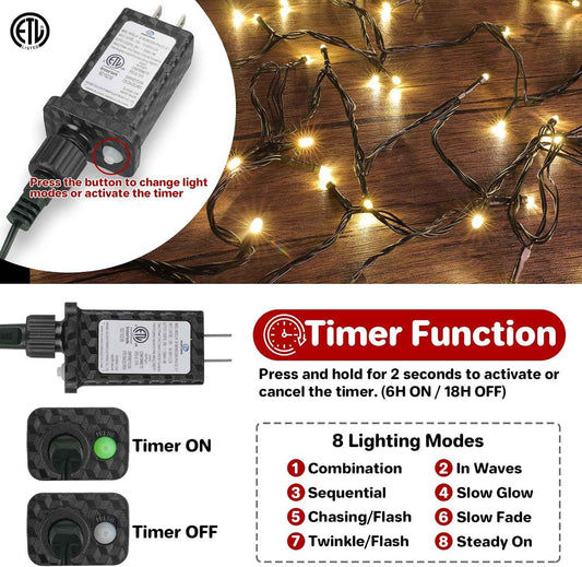 Brightown Waterproof String Lights – Patio and Backyard Holiday Lighting, 66ft Warm White