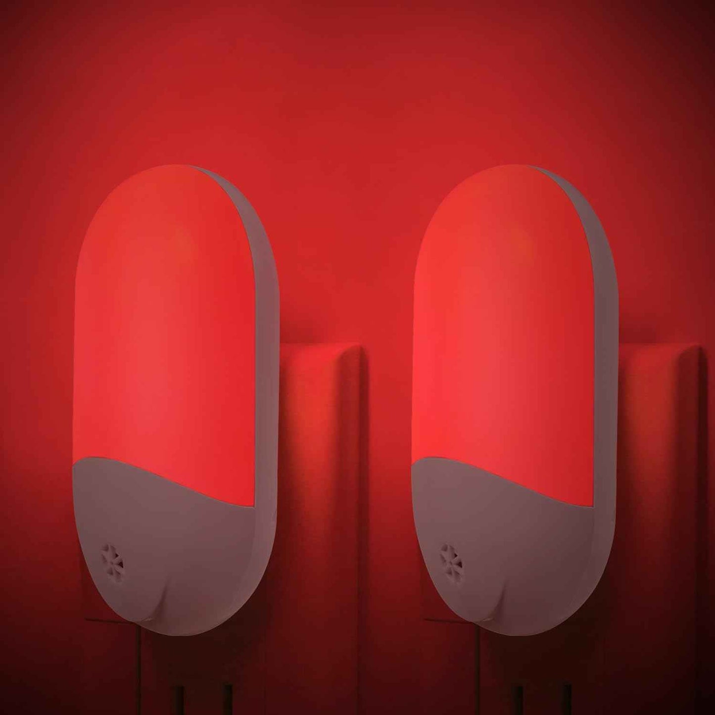 LumiRed Flameless Red Night Light for Safe Nighttime Navigation, Hallway and Bathroom Plug-in 2-Pack