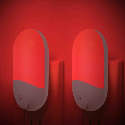 LumiRed Flameless Red Night Light for Safe Nighttime Navigation, Hallway and Bathroom Plug-in 2-Pack