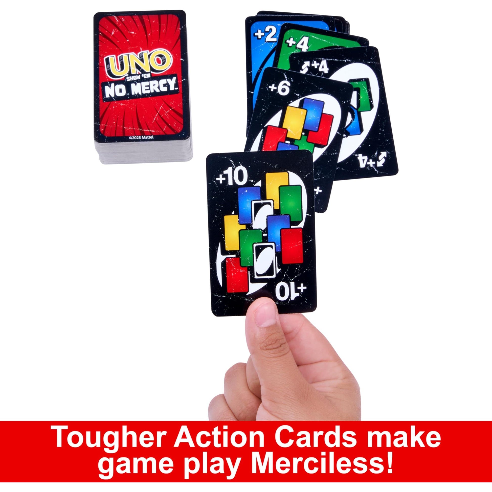Mattel_Games_UNO_Show_‘em_No_Mercy_Card_Game_for_Kids,_Adults_&_Family_Parties_and_Travel_with_Extra_Cards,_Special_Rules_and_Tougher_Penalties