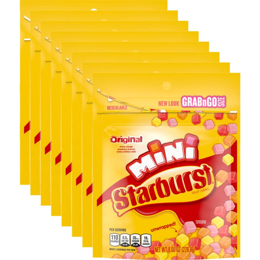 STARBURST_Original_Minis_Fruit_Chews_Candy,_8-Ounce_Grab_N_Go_Size_Resealable_Bag_(Pack_of_8)