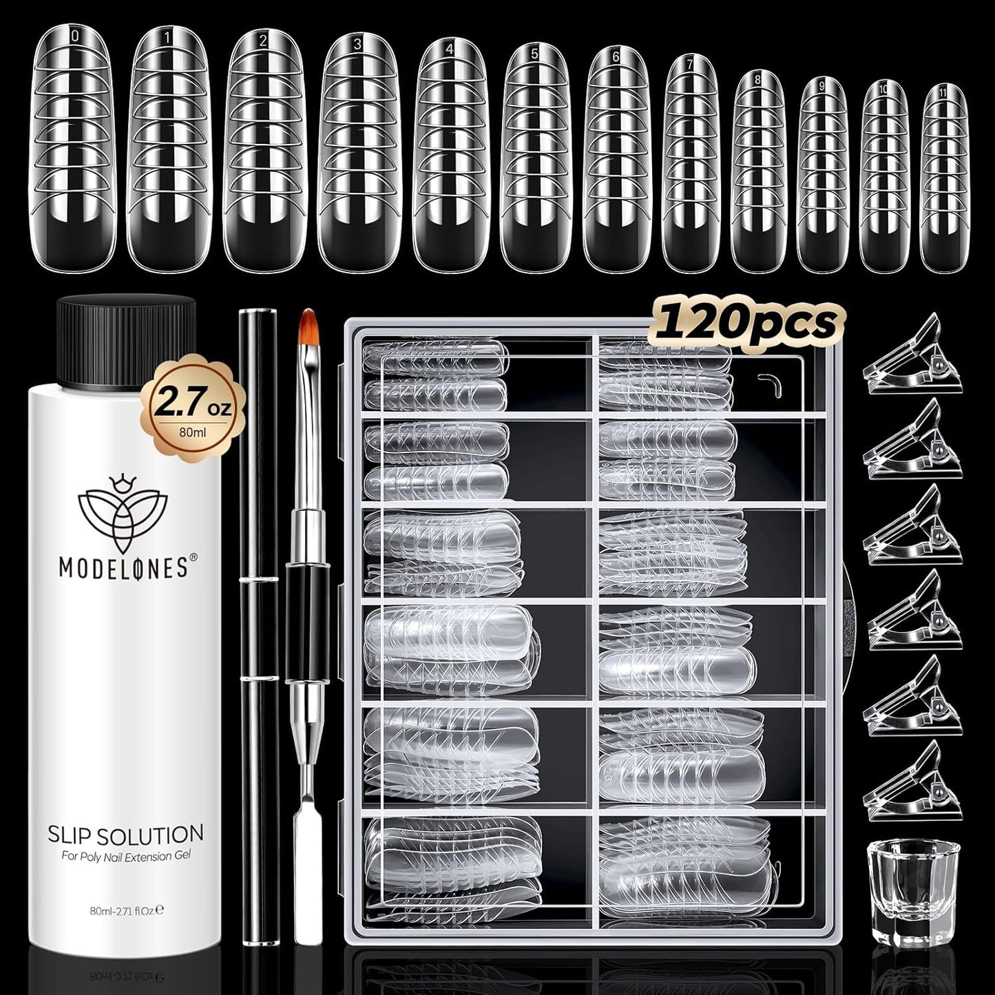 modelones_Slip_Solution_for_Poly_Gel,_2.8oz_Anti-Stick_Gel_Liquid_for_Poly_Gel_Nails_with_120Pcs_Flat_Dual_Nail_Forms_Nail_Tips_Clips_Kit
