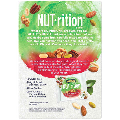 PLANTERS NUT-rition Heart Healthy Walnut Mix – Lightweight Trail and Hiking Snack Pouches, 7 Resealable Single-Serve Packs for Active Lifestyles