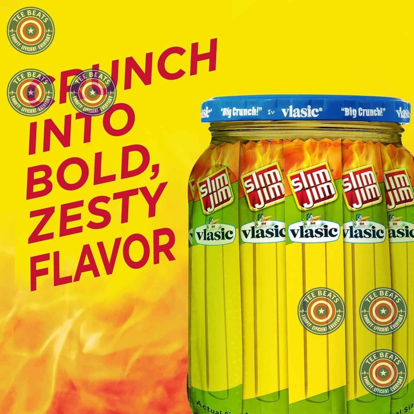 Slim Jim Smoked Meat Sticks, Vlasic Dill Pickle Flavor – 6g Protein Lunchbox Snack for School and After-School