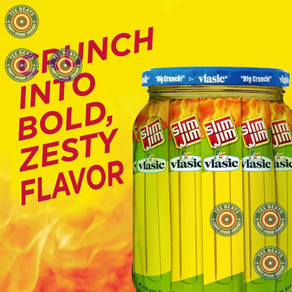 Slim Jim Smoked Meat Sticks, Vlasic Dill Pickle Flavor – 6g Protein Lunchbox Snack for School and After-School