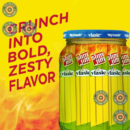 Slim Jim Smoked Meat Sticks, Vlasic Dill Pickle Flavor – 6g Protein Lunchbox Snack for School and After-School