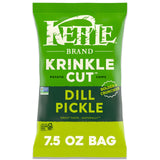 Kettle Brand Krinkle Cut Dill Pickle Chips – Hearty 7.5 oz Snack for Camping, Backyard BBQs, and Tailgate Lots