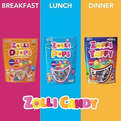 Zollipops KETO Taffy Assorted Fruit 3oz – Kid-Friendly Low-Carb Treats for Car Rides and Lunchbox Surprises