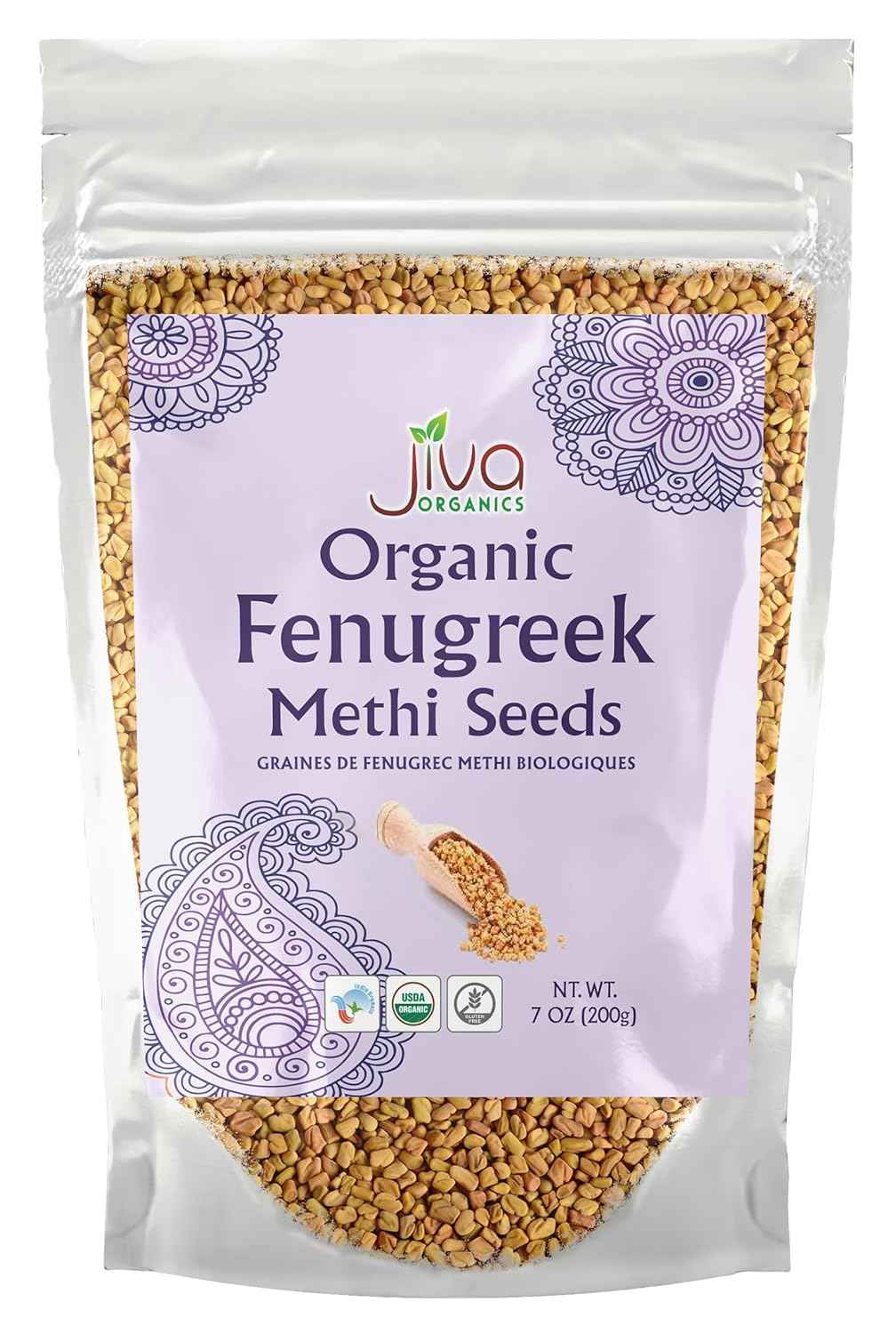 Jiva Organic Fenugreek Seeds 7 Ounce – Raw Methi Dana for Lactation Support, Digestion Soaks & Mindful Morning Routines