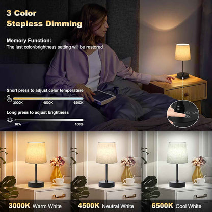 BRIGHTY — Cordless Minimalist Desk Lamp for Clutter-Free Counters, Rechargeable LED in Neutral Linen and Matte Black