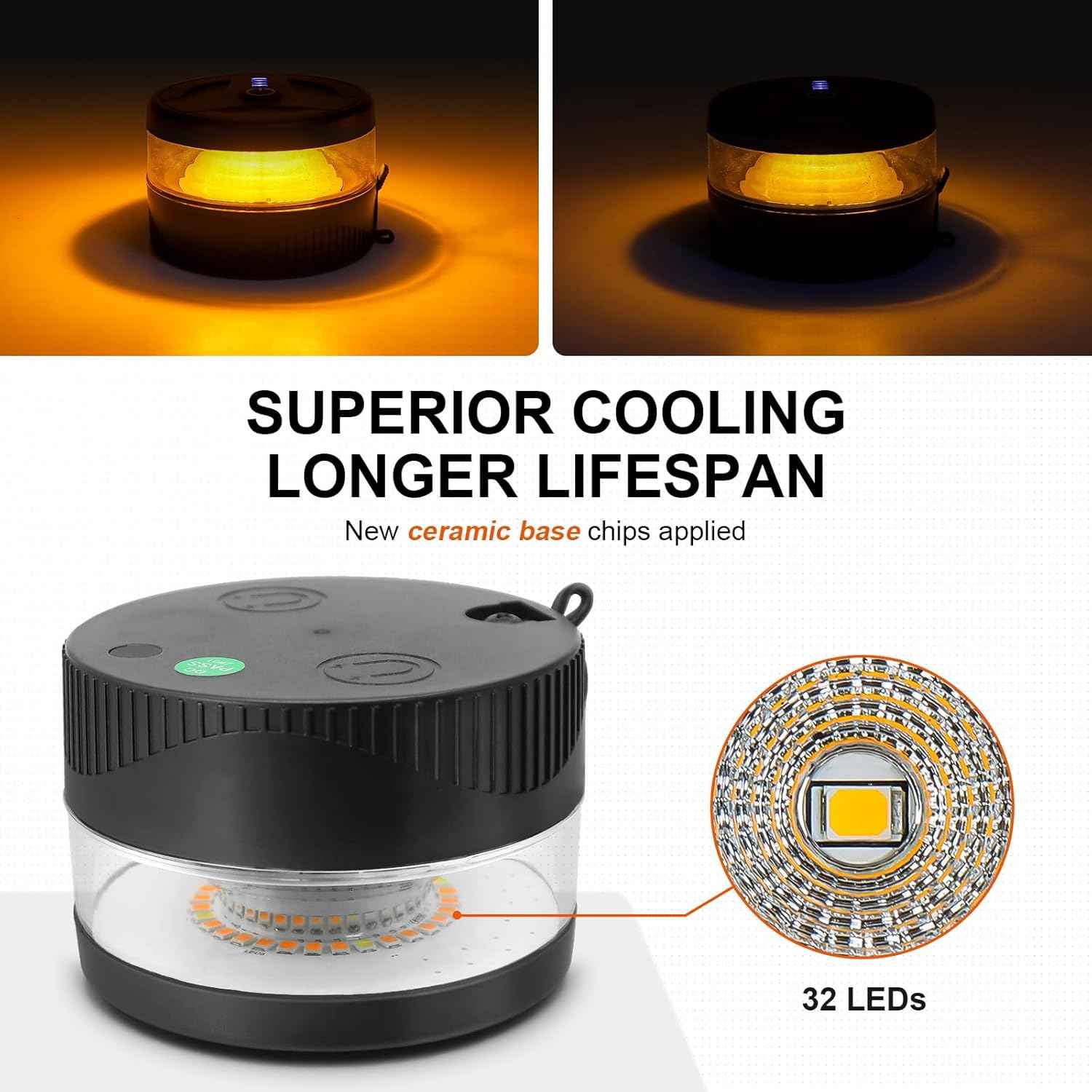 Magnetic Wireless Beacon Light, USB-C Rechargeable Strobe Light for Camping and Off-Road Adventures, IP67 Portable LED Beacon