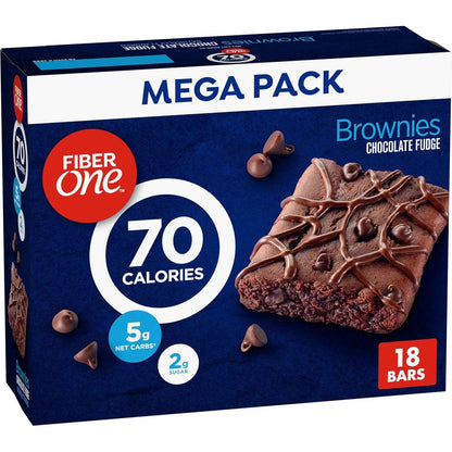 Fiber One Chocolate Fudge Brownies, Portion-Controlled Family Snack Bars for Pantry Stocking, Mega Pack