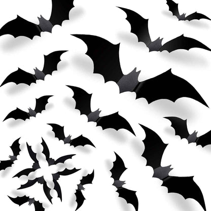 CESOF Kids Halloween Craft Set – 70 Foldable 3D Black Bat Stickers, No-Glue Wall Activity for Playroom & Family Living Room