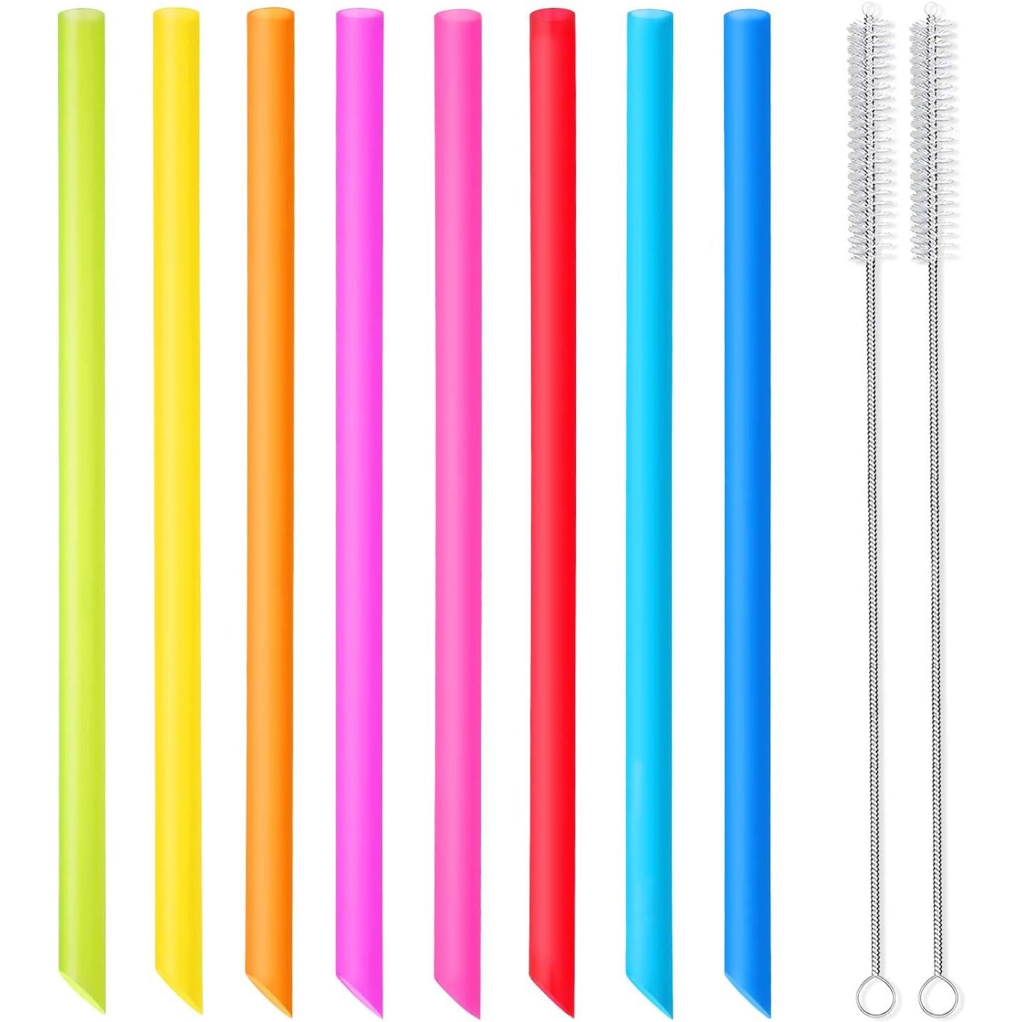 8_Pcs_Reusable_Boba_Straws_&_Smoothie_Straws_-_Multi_Colors_Jumbo_Wide_Reusable_Straws,_BPA_FREE_Food-Grade_Plastic_Straws_for_Bubble_Tea(Tapioca,_Boba_Pearls),_Milkshakes_with__Brushes