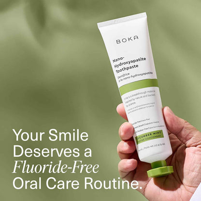 Boka Fluoride Free Toothpaste, Nano Hydroxyapatite Toothpaste, Appropriate for Sensitive Teeth - for Adult, Kids Oral Care - Cucumber Mint Flavor, 4 Fl Oz 1Pk