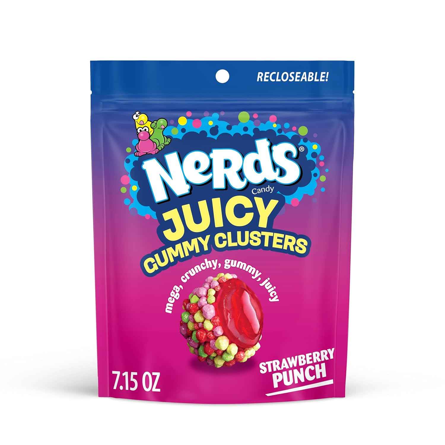 NERDS Juicy Gummy Clusters, Juicy and Gummy Candy, 1 Stand Up Bag, for Snacking and Sharing, 7.15 oz