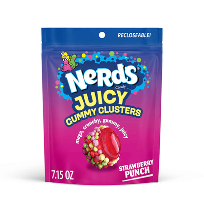 NERDS Juicy Gummy Clusters, Juicy and Gummy Candy, 1 Stand Up Bag, for Snacking and Sharing, 7.15 oz