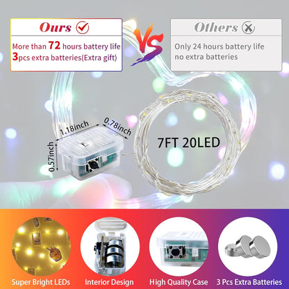 8_Pack_Fairy_Lights_7Ft_20_LED_Twinkle_String_Lights_3_Modes_Battery_Operated_Waterproof_Firefly_Starry_for_Mason_Jar_Party_Wedding_Christmas_Valentines_Day_Table_Centerpieces,Multicolor