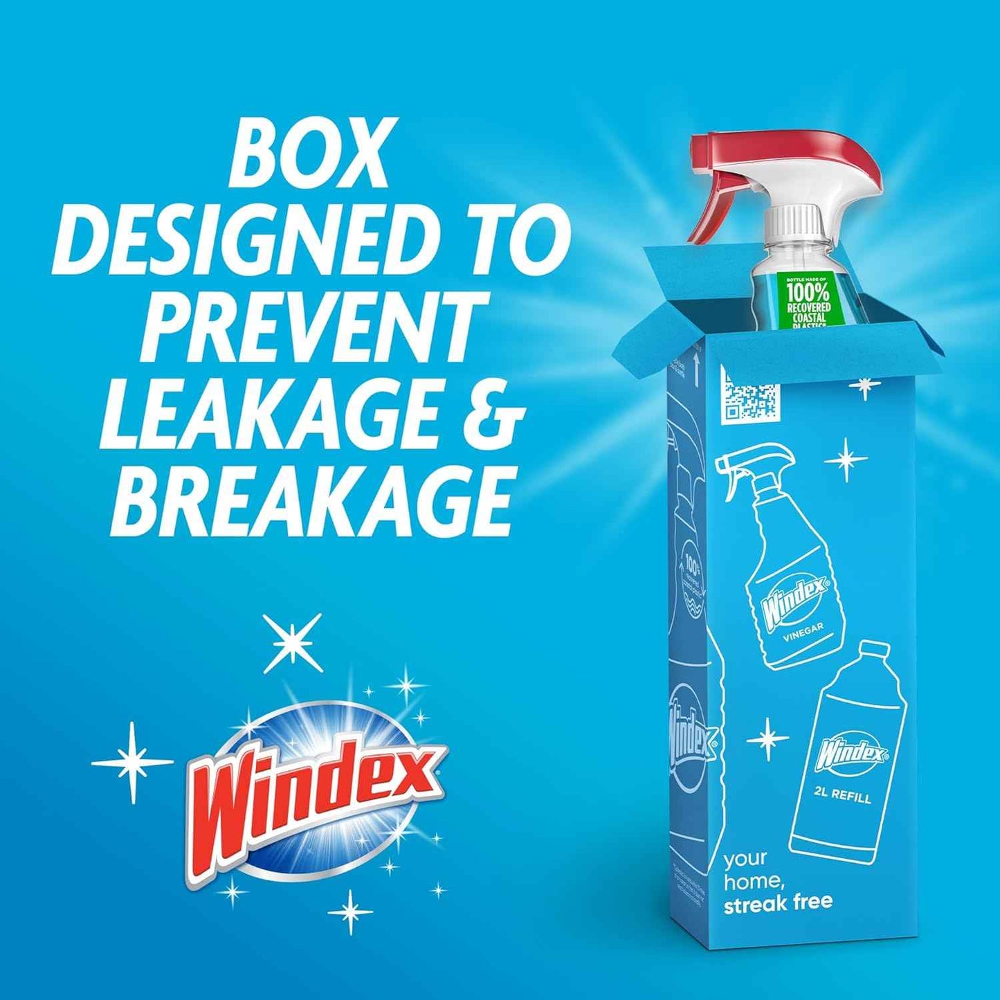 Windex Glass and Window Cleaner Spray Bottle, Packaging Designed to Prevent Leakage and Breaking, Surface Cleaning Spray, Original Blue Scent
